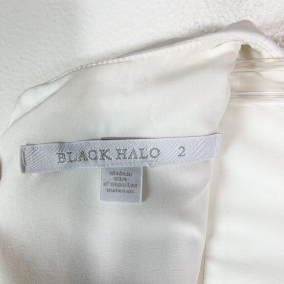 Black Halo NWOT Brooklyn Elbow Length Ruffle Sleeve Jumpsuit White Size 2 - Picture 6 of 8